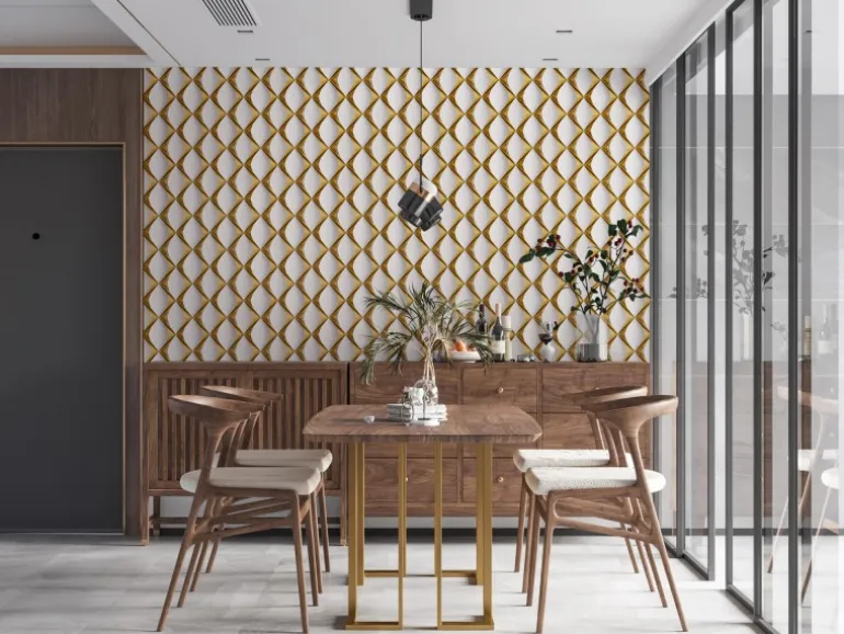 Vliestapete 3D Design Glänzend Leicht Strukturiert Gold Weiß FSC®