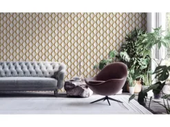 Vliestapete 3D Design Glänzend Leicht Strukturiert Gold Weiß FSC®