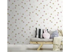 Vliestapete Superfresco Easy Punkte Rosa-Gold