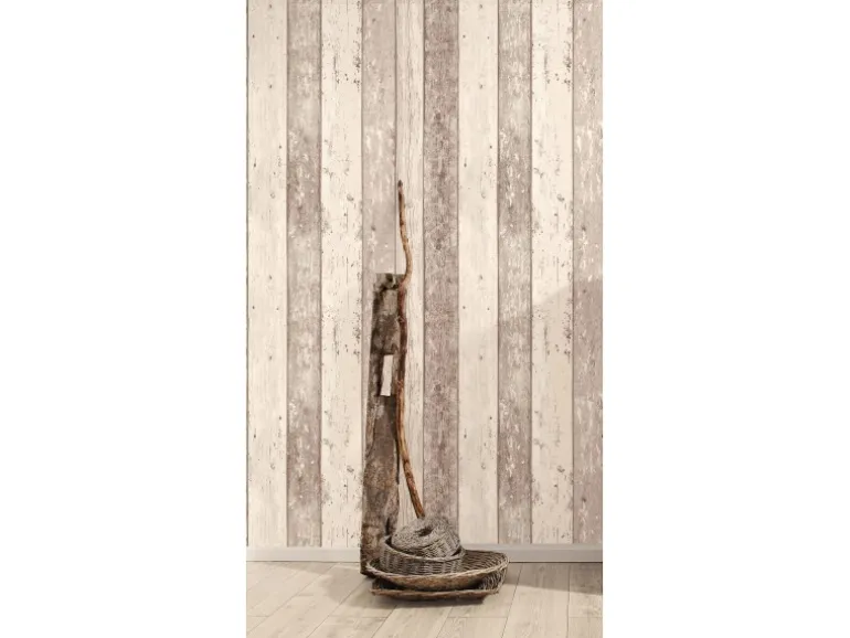Vliestapete Surfing & Sailing Holz Beige FSC®