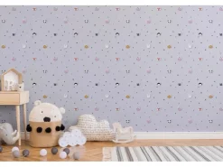 Vliestapete Tapete mit Tieren Kinderzimmertapete Grau Weiß FSC®