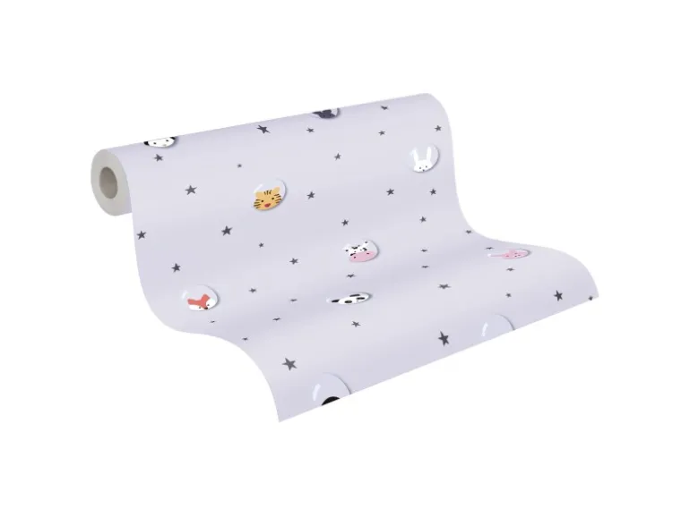 Vliestapete Tapete mit Tieren Kinderzimmertapete Grau Weiß FSC®