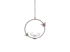 Vogeltränke Rund mit Schmetterling 21,5 cm x 57 cm Rost/Schwarz