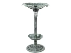 Vogeltränke Solar mit LED und Standfuß aus Kunststoff 75 cm Hellgrün