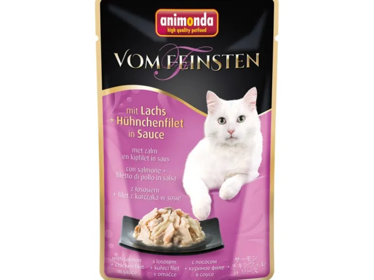 Vom Feinsten Katzen-Nassfutter in Sauce Lachs und Huhn 50 g