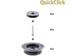 Wagner Filzgleiter 12-teilig QuickClick Ultrasoft Slim Ø 25 mm Schwarz-Grau