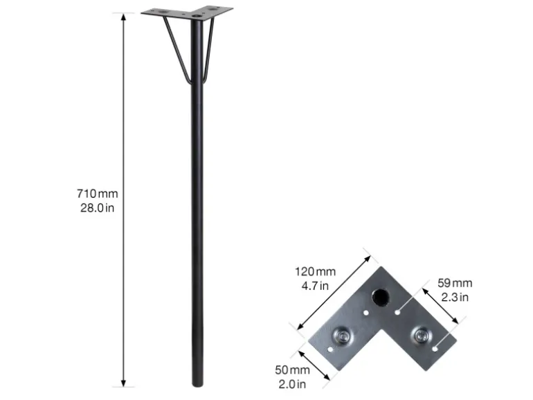 Wagner Möbelbein Hairpin Leg Retro 12 cm x 12 cm x 71 cm Stahl Schwarz