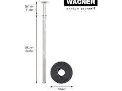 Wagner Möbelbein Telescope Ø 3 cm Justierbar 60 cm - 90 cm Edelstahl-Optik