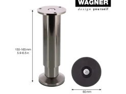 Wagner Möbelfuß Ø 3,8 cm Länge 15 cm - 16,5 cm Edelstahl-Optik