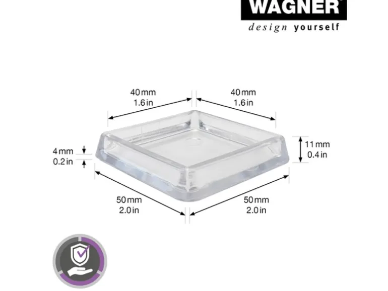 Wagner Möbeluntersetzer EH 0340 Transparent 4 cm x 4 cm 4 Stück