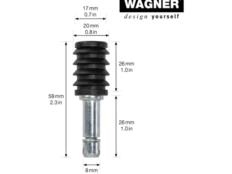 Wagner Rundrohrhülse & Stift 58 mm 2 Stück