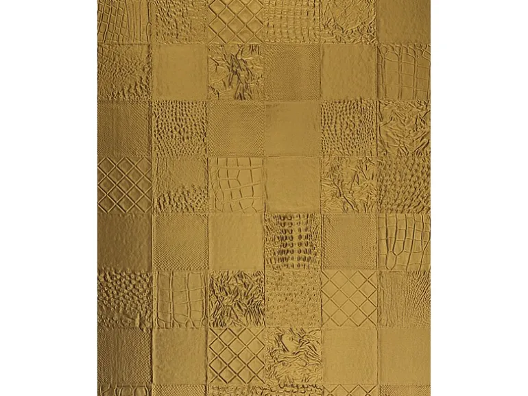 WALLFACE 13926 COLLAGE Luxus Leder Wand-Paneel Verkleidung Tapete Gold 2600 mm x 1000 mm x 3,5 mm 2,60 m2 Gold