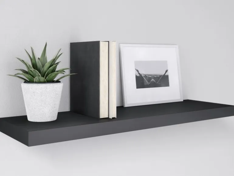 Wandregal Carlton 60 cm x 24 cm x 3,8 cm Schwarz