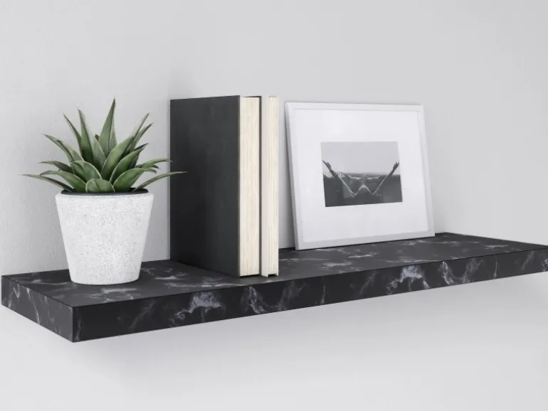 Wandregal Carlton 80 cm x 24 cm x 3,8 cm Marmor Schwarz