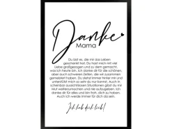 WANDStyle Gerahmtes Poster Danke Mama 30 x 45 cm Geschenkidee für Eine Person