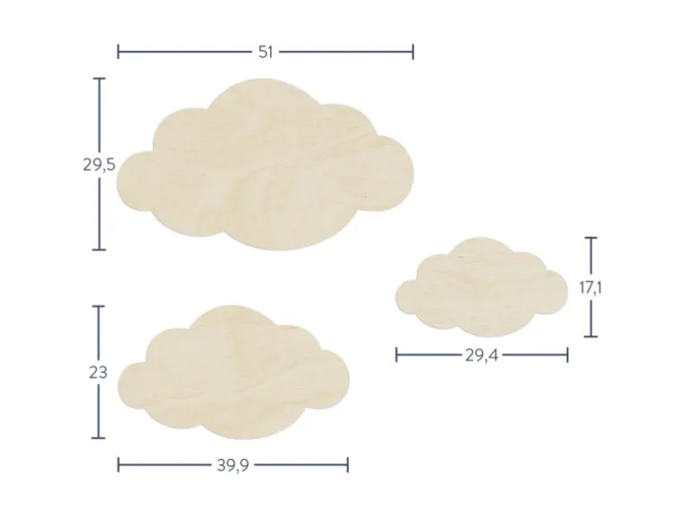 WANDStyle Wanddeko aus Holz Wolken 51 x 29,5 cm in der Farbe Pappel