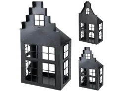 Weihnachts-Deko Laternenhaus Eisen 21 cm x 14 cm x 41 cm Schwarz 2-fach Sortiert