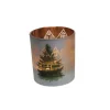 Weihnachts-Deko Teelichthalter Windlicht Haus Ø 7,3 cm x 8 cm Grün