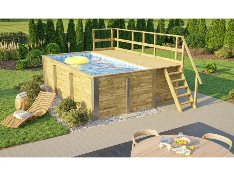 Weka Massivholzpool 595 Gr.1 490 x 309 x 203 cm Blau Mosaik