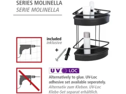 WENKO Eckregal 2 Etagen Molinella Schwarz