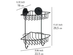 Wenko Eckregal Bari Vacuum-Loc 2 Etagen Schwarz