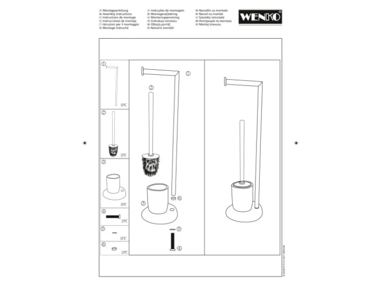 WENKO Stand WC-Garnitur Terrazzo inkl. Rollenhalter und WC-Bürste