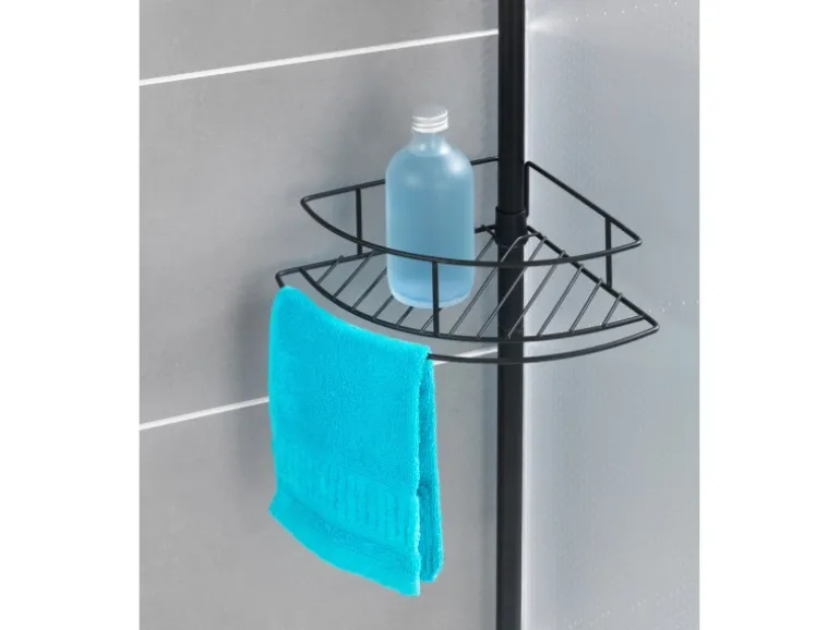 Wenko Teleskop-Duschregal Dolcedo aus Edelstahl 31 x 23 x 275 cm Schwarz-Matt