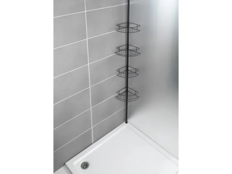 Wenko Teleskop-Duschregal Dolcedo aus Edelstahl 31 x 23 x 275 cm Schwarz-Matt
