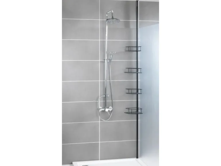 Wenko Teleskop-Duschregal Dolcedo aus Edelstahl 31 x 23 x 275 cm Schwarz-Matt