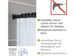 Wenko Teleskop-Duschvorhangstange Luz ausziehbar rostfrei 110 - 185 cm Schwarz
