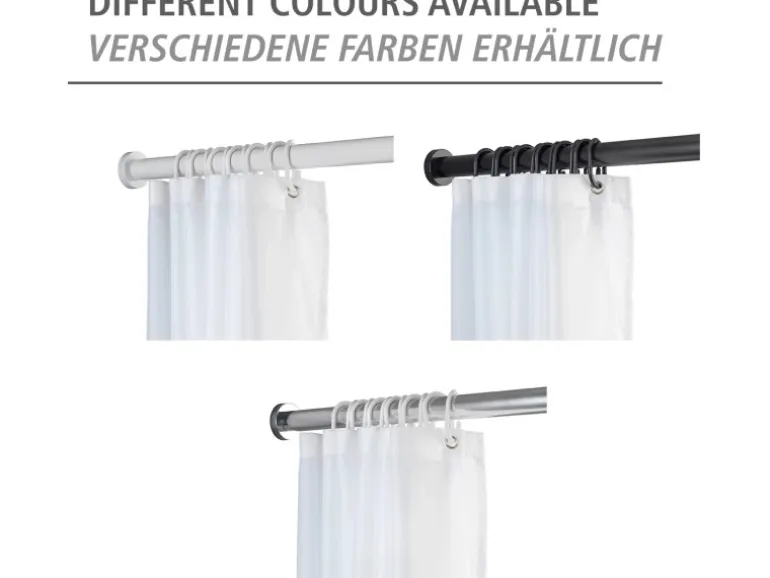 Wenko Teleskop-Duschvorhangstange Luz ausziehbar rostfrei 110 - 185 cm Schwarz