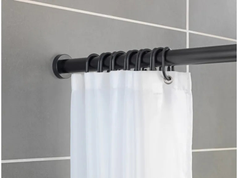 Wenko Teleskop-Duschvorhangstange Luz ausziehbar rostfrei 110 - 185 cm Schwarz