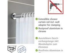 Wenko Teleskop-Duschvorhangstange Luz ausziehbar rostfrei 70 cm - 115 cm Chrom