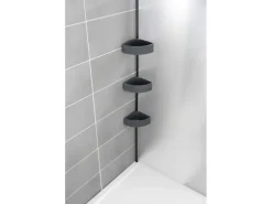 Wenko Teleskop-Eckregal Villata mit 3 Körben 28 x 20,5 x 275 cm Schwarz-Grau