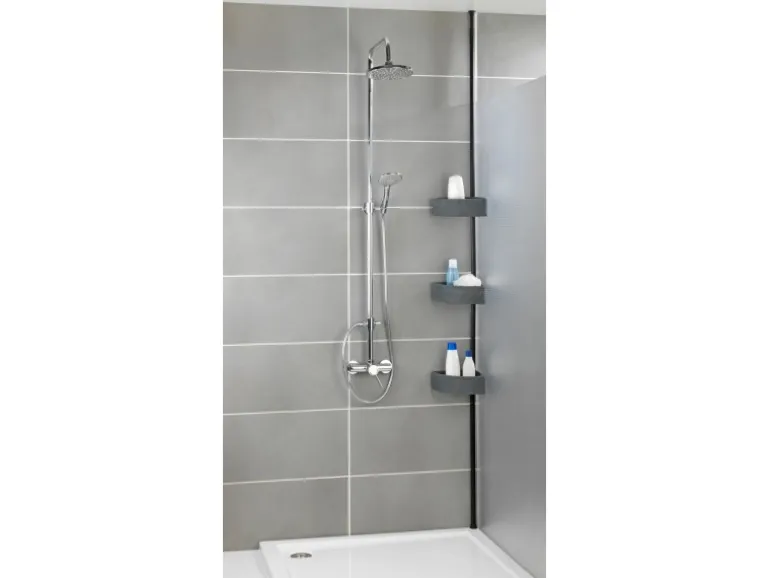 Wenko Teleskop-Eckregal Villata mit 3 Körben 28 x 20,5 x 275 cm Schwarz-Grau