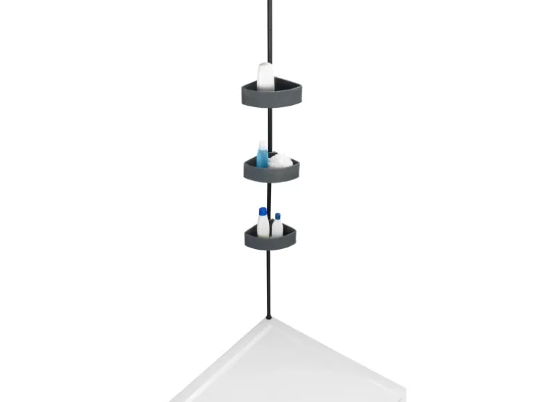 Wenko Teleskop-Eckregal Villata mit 3 Körben 28 x 20,5 x 275 cm Schwarz-Grau