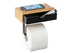WENKO Toilettenpapierhalter mit Ablage Bambusa Bambus