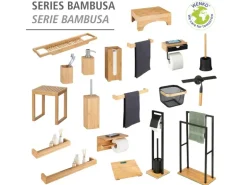 WENKO Toilettenpapierhalter mit Ablage Bambusa Bambus