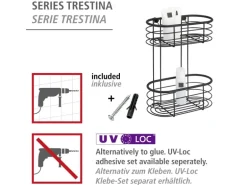 WENKO Wandregal Trestina Edelstahl 2 Etagen Schwarz