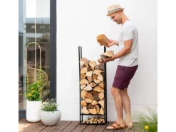 Westmann Stahl Kaminholzregal Porthos Schwarz 40x20x120 cm