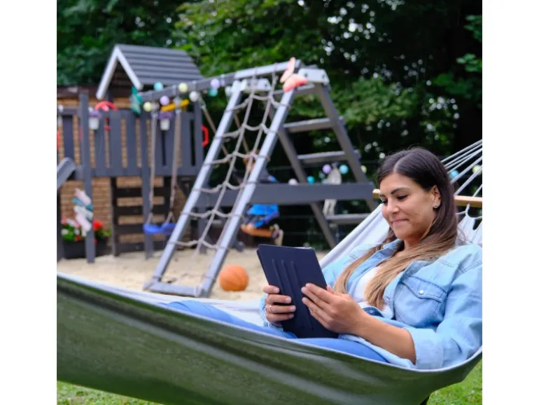 Wickey Spielturm Smart Surf Klettergerüst mit Rutsche Pastellblau