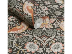 William Morris at Home Vliestapete Strawberry Thief 10 m x 52 cm Grau FSC®