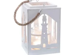 Windlicht Prisme mit Glas 22 cm x 16 cm x 16 cm Weiß