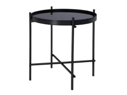 WOMO-DESIGN Beistelltisch 43 x 45 cm in Schwarz aus Metall und Glas