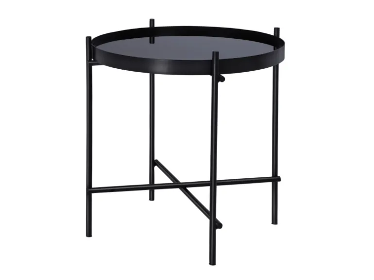 WOMO-DESIGN Beistelltisch 43 x 45 cm in Schwarz aus Metall und Glas