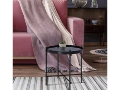 WOMO-DESIGN Beistelltisch 43 x 45 cm in Schwarz aus Metall und Glas