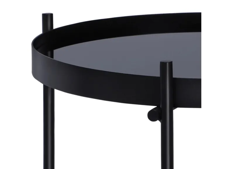 WOMO-DESIGN Beistelltisch 43 x 45 cm in Schwarz aus Metall und Glas