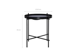 WOMO-DESIGN Beistelltisch 43 x 45 cm in Schwarz aus Metall und Glas