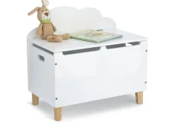 Zeller Kinder-Truhe Wolke mit Deckel MDF/Kiefer 60 cm x 34,5 cm x 56 cm Weiß