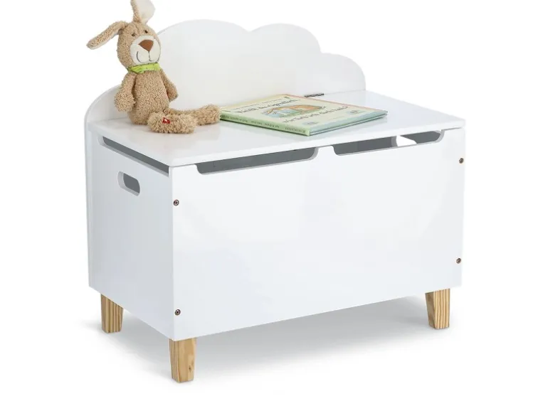 Zeller Kinder-Truhe Wolke mit Deckel MDF/Kiefer 60 cm x 34,5 cm x 56 cm Weiß